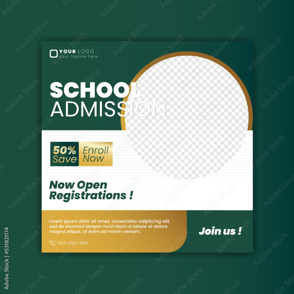 Fototapeta premium School admission social media web Poster flyer Promotion and Profile photo design