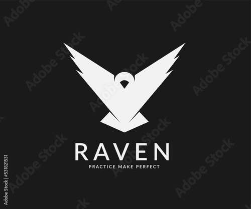 raven crow logo design isolated on black background