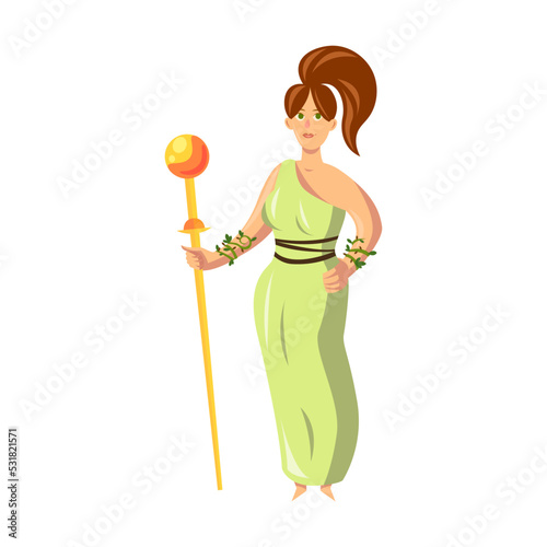 Greek mythology woman character. Athena. Vector illustration