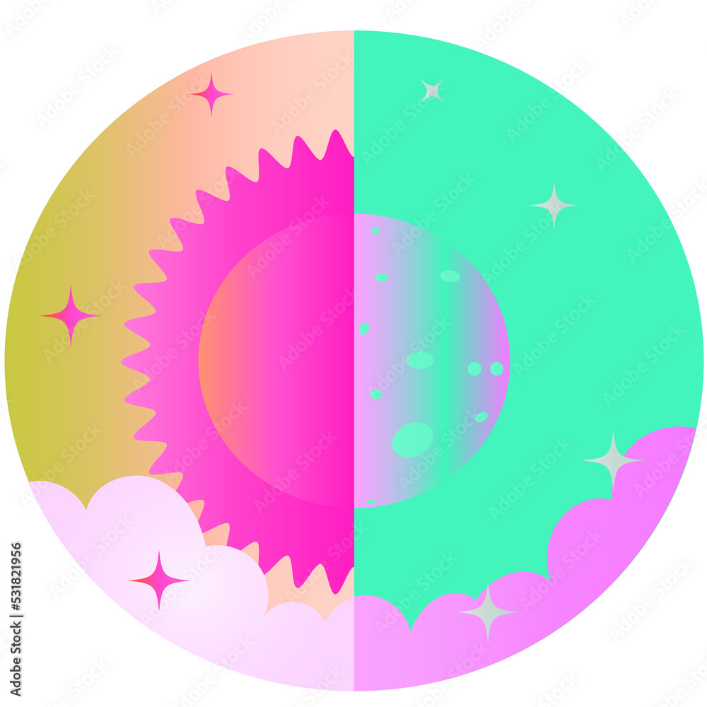 Obraz premium Half Sun and Half Moon