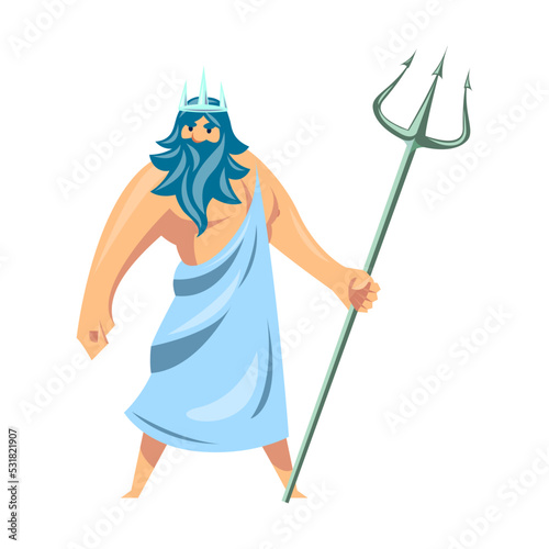 Greek mythology character. Poseidon, Dionysus, Aphrodite, Apollo. Vector illustration