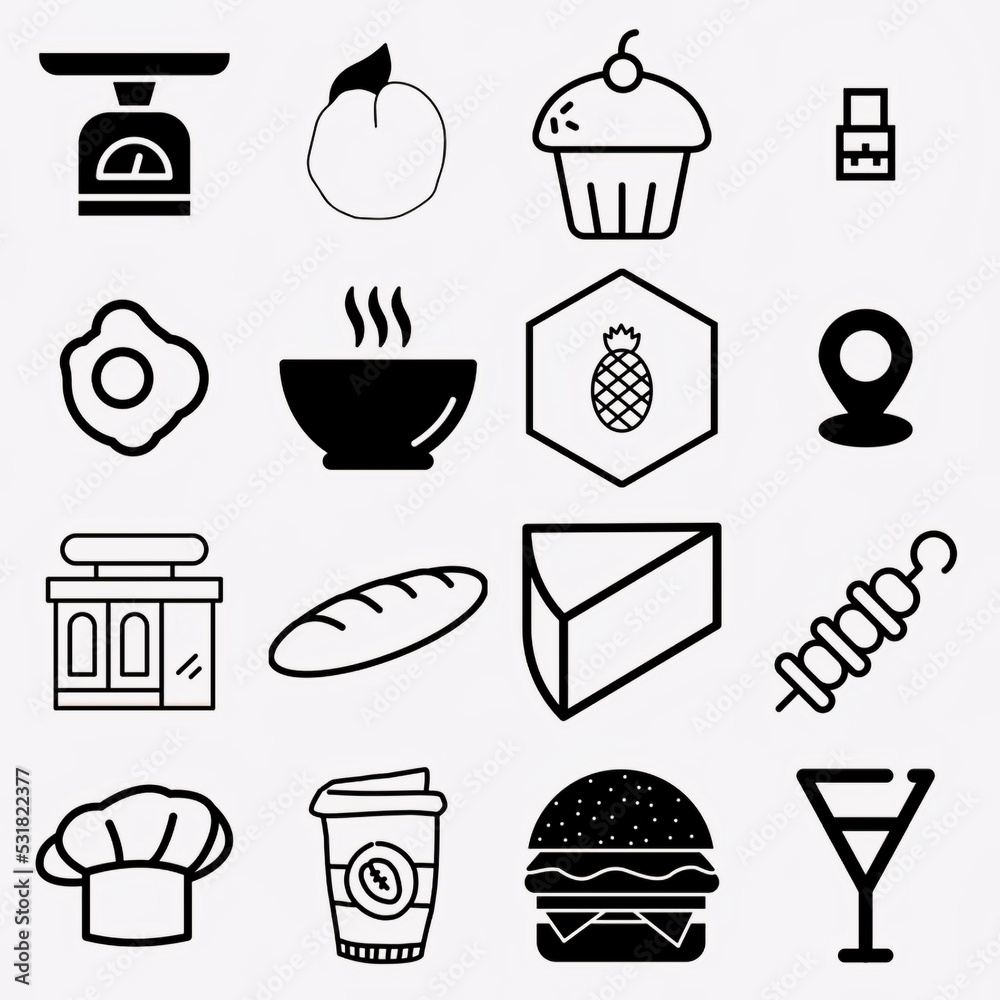 Big set of food icons