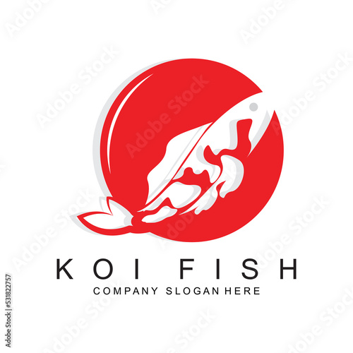 Koi Fish Logo Design, Ornamental Fish Vector, Aquarium Ornament Illustration Brand product