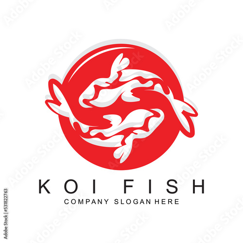 Koi Fish Logo Design, Ornamental Fish Vector, Aquarium Ornament Illustration Brand product