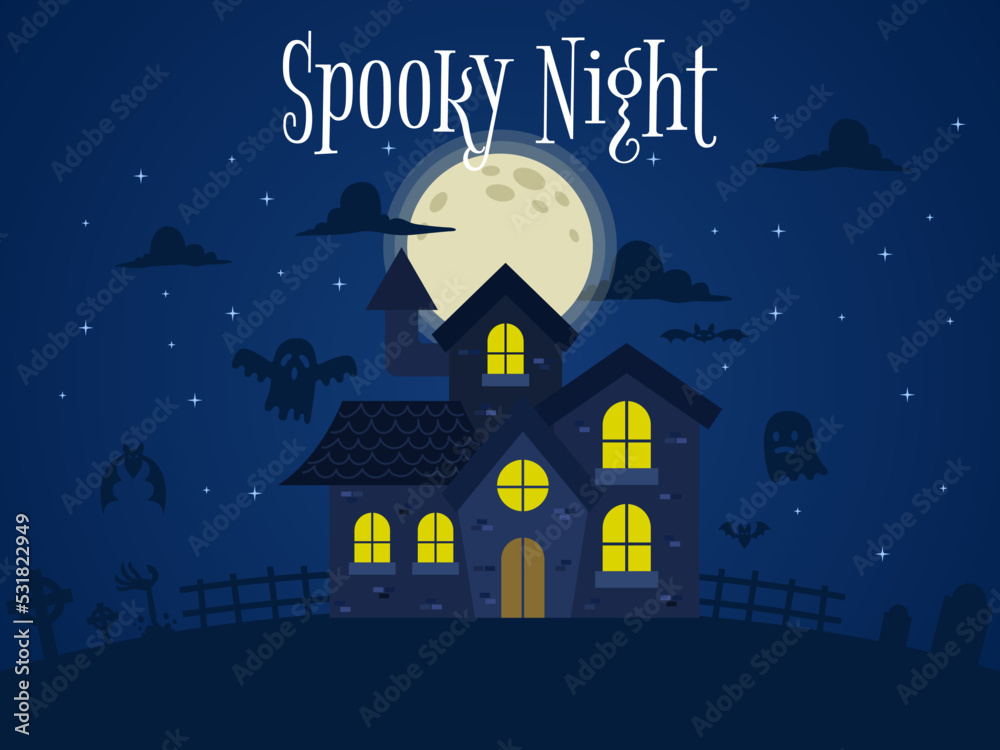 Spooky haunted cartoon house in halloween Spooky haunted cartoon house in halloween