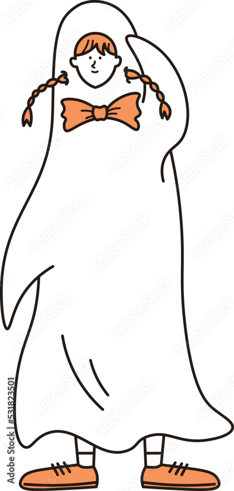 ハロウィンの仮装をして手を上げている女性のイラスト素材 ハロウィンの仮装をして手を上げている女性のイラスト素材
