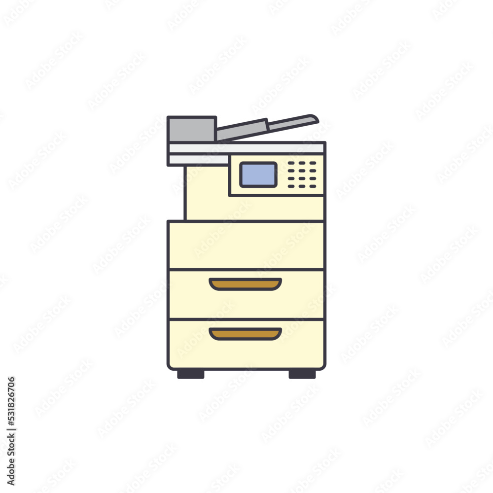 Photocopy, printer icon in color, isolated on white background Photocopy, printer icon in color, isolated on white background