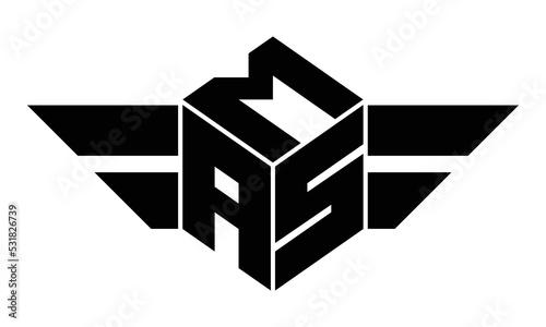 MAS three letter gaming logo in polygon cube shape logo design vector template. wordmark logo | emblem logo | monogram logo | initial letter logo | sports logo | minimalist logo | typography logo |