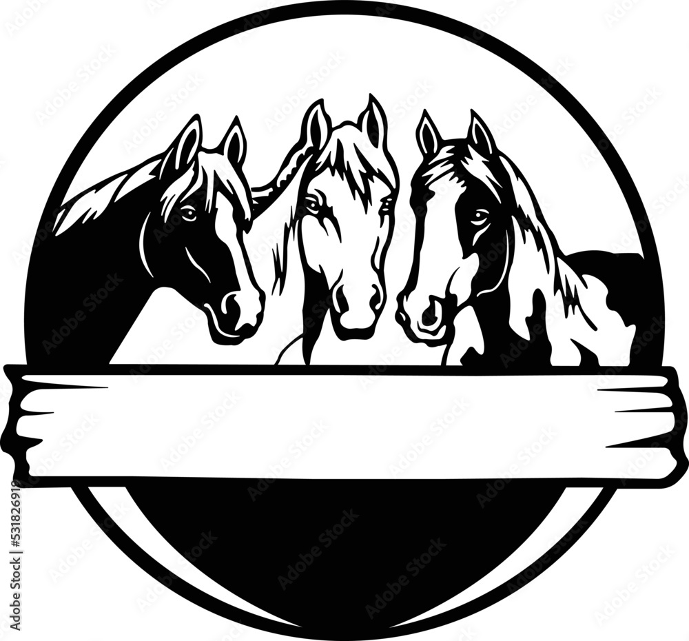 Horse Silhouette, Horseshoe Vector, Horse Flower Silhouette Stock