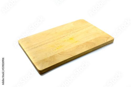 rectangular wooden cutting board for cutting food isolated on a white