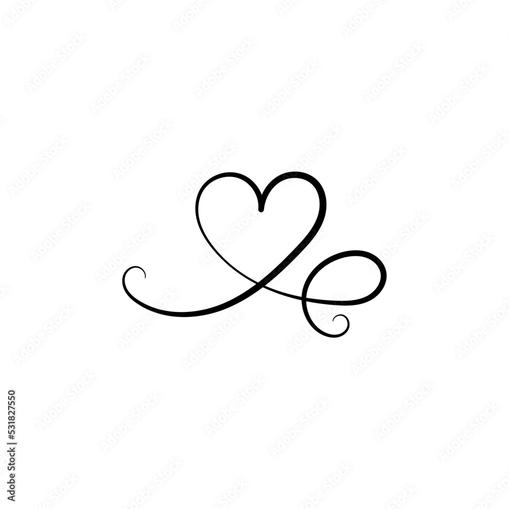 Corazón estilo lazo. Concepto de amor. San Valentín. Corazón dibujado a mano. Ilustración vectorial