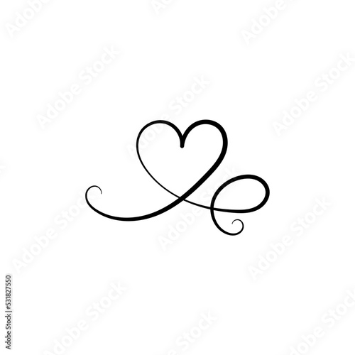 Corazón estilo lazo. Concepto de amor. San Valentín. Corazón dibujado a mano. Ilustración vectorial