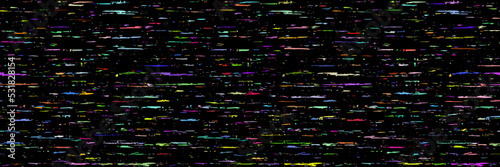 Multicolor scratches on dark background, vector banner, horizontal structure
