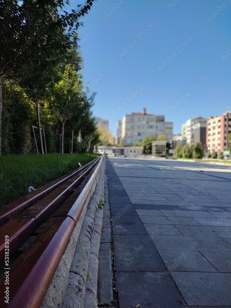 Fototapeta premium view of the city from the hill