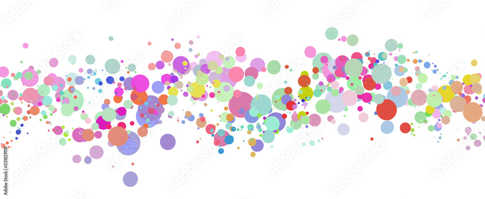 Memphis round confetti festive background in cyan blue, pink and yellow. Childish pattern And Bokeh confetti circles decoration holiday background.