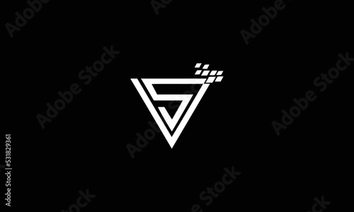 letter vs logo, technology logo design concept template