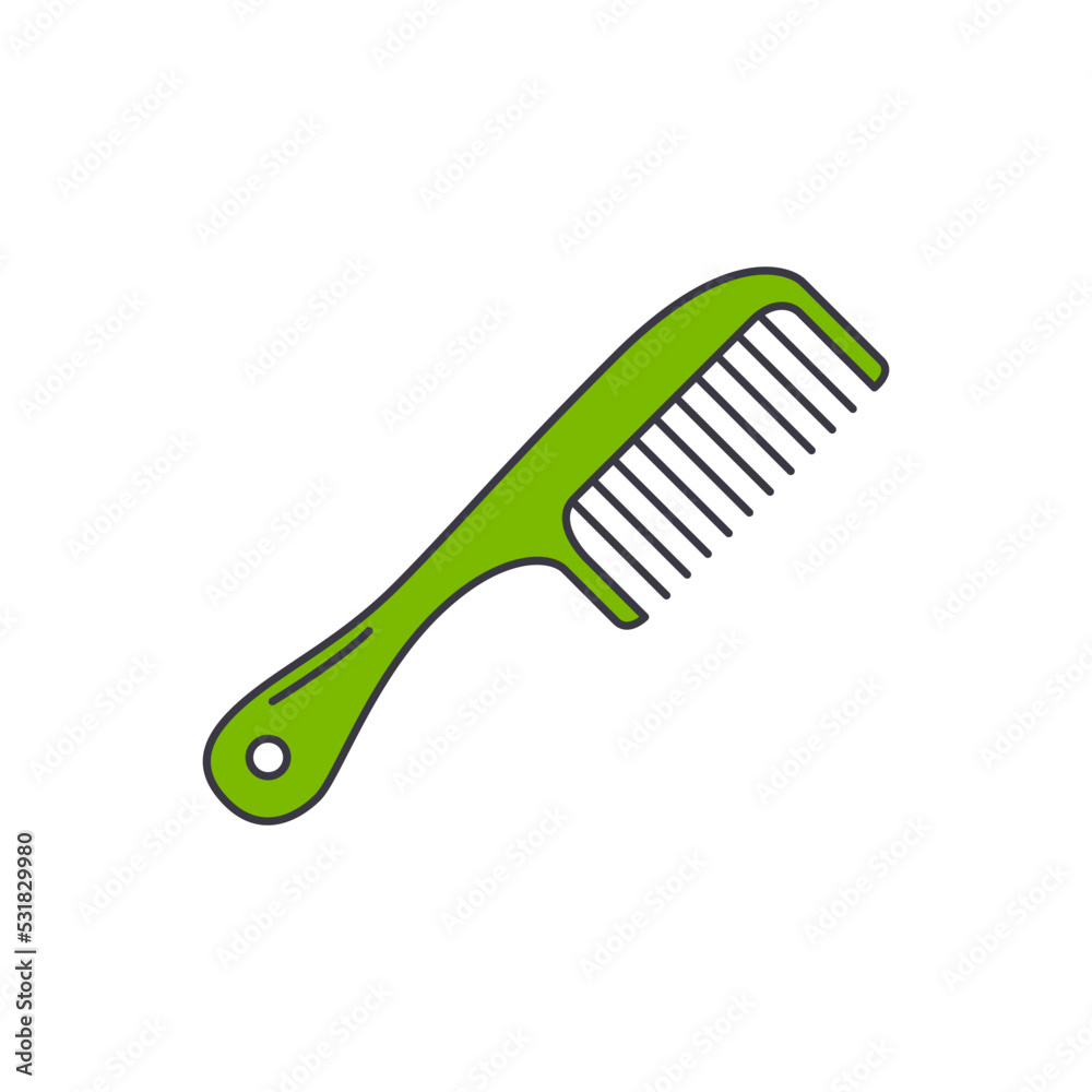Classic comb icon in color, isolated on white background Classic comb icon in color, isolated on white background