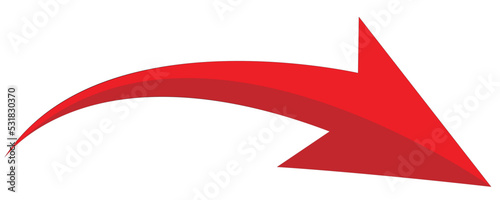 red arrow icon on white background. flat style. arrow icon for your web site design, logo, app, UI. arrow indicated the direction symbol. curved arrow sign.