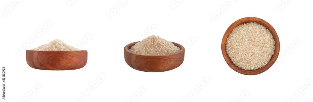 Rice in Wooden Bowl Set of Various View. Rice in Wooden Bowl Set of Various View.