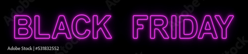 neon black friday on dark background. 3d illustration