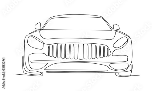 continuous line of car. Minimalist style black linear sketch
