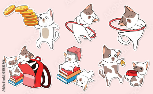 adorable cat sticker cartoon collection