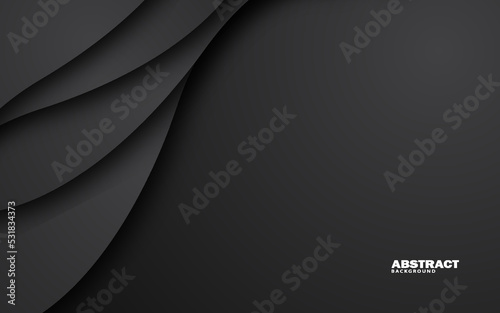 Abstract wave shape papercut dark black background vector