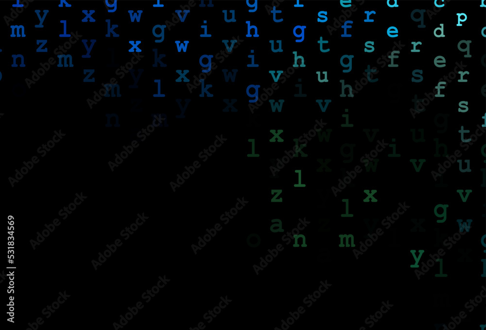 Dark blue, yellow vector layout with latin alphabet. Dark blue, yellow vector layout with latin alphabet.
