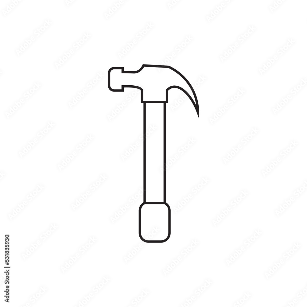 Graphic flat hammer icon for your design and website Graphic flat hammer icon for your design and website