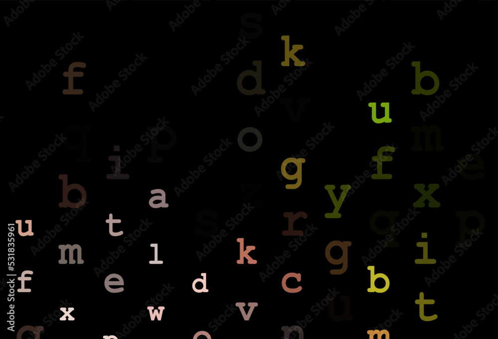 Dark green, red vector cover with english symbols. Dark green, red vector cover with english symbols.