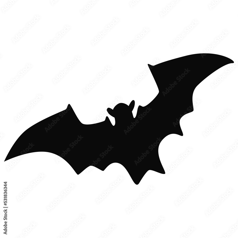 Bat black silhouette isolated on white background. Design element. Bat black silhouette isolated on white background. Design element.