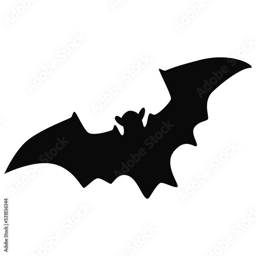 Bat black silhouette isolated on white background. Design element.