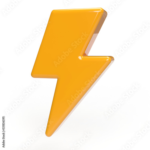 Lightning bolt icon with 3d