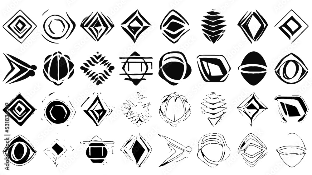 Set of design elements in grunge style. Irregular shapes and rough edges. Clipart for website or t-shirt. Set of design elements in grunge style. Irregular shapes and rough edges. Clipart for website or t-shirt.