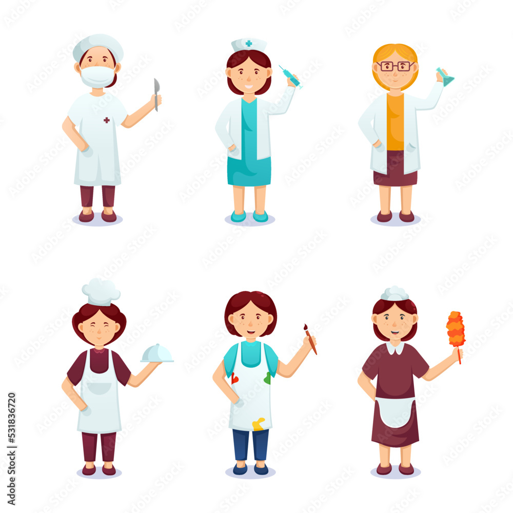 Professions male cartoon character set vector Professions male cartoon character set vector