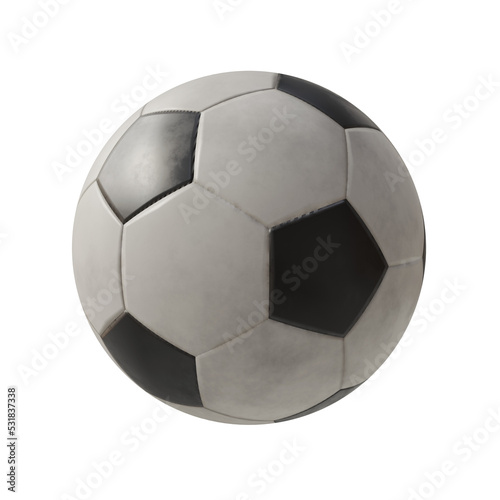 black and white pentagon piece football, 3d rendering