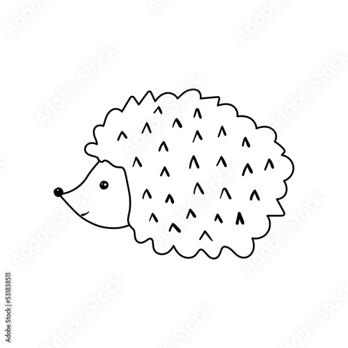 Cute hedgehog in the style of line art
