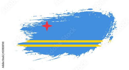 Free hand drawn grunge flag of Aruba on isolated white background