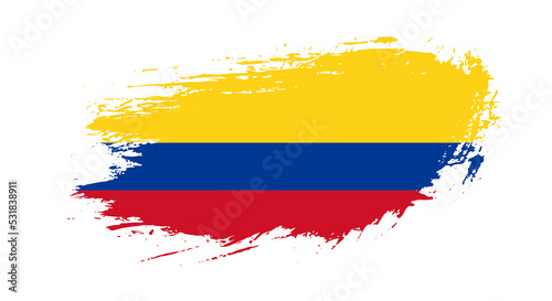 Free hand drawn grunge flag of Colombia on isolated white background