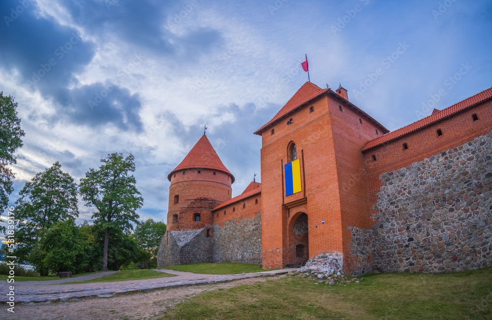 Trakai Castle on the island in the middle of the lake, Medieval castle