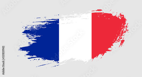 Free hand drawn grunge flag of France on isolated white background