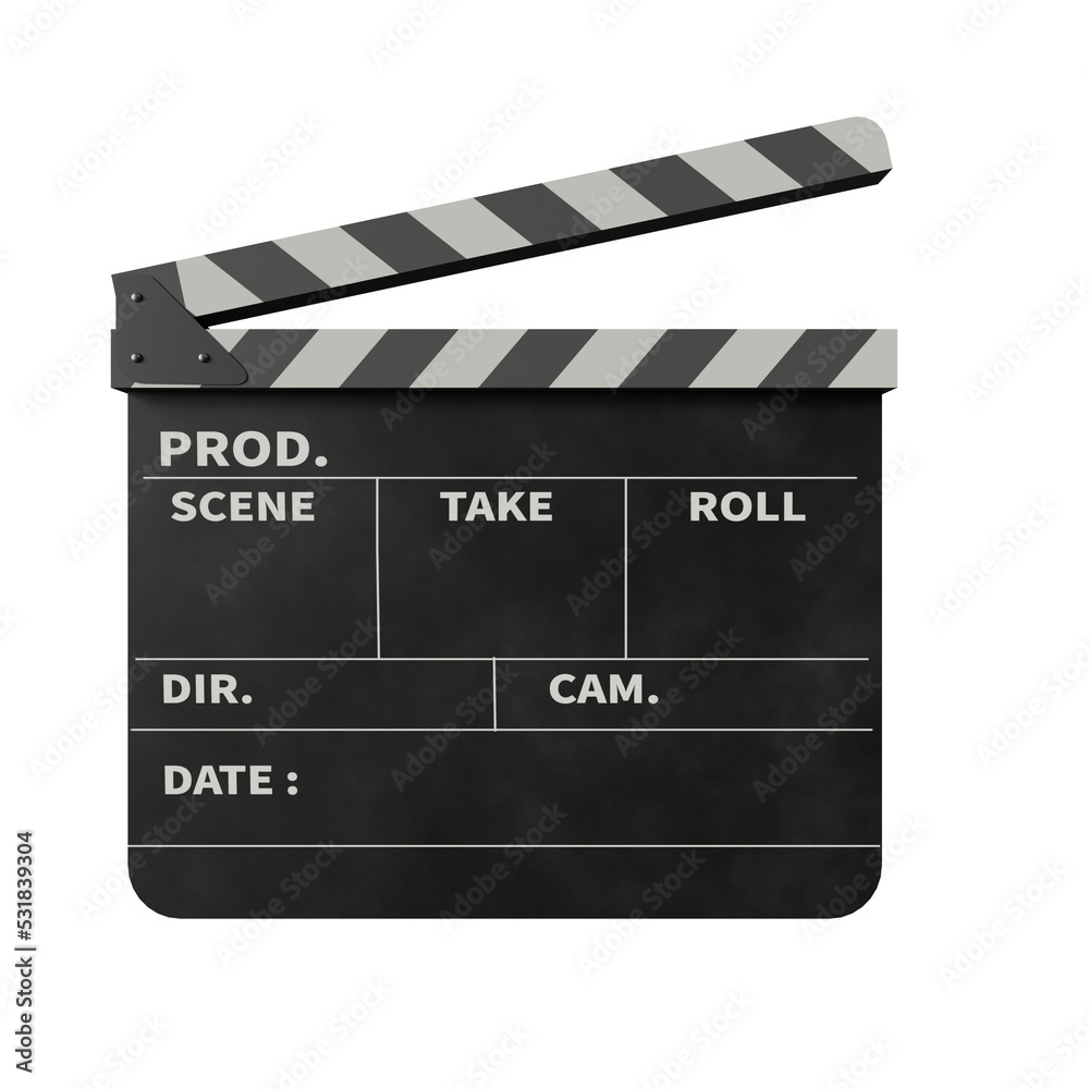movie director's slate board, 3d rendering