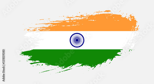 Free hand drawn grunge flag of India on isolated white background