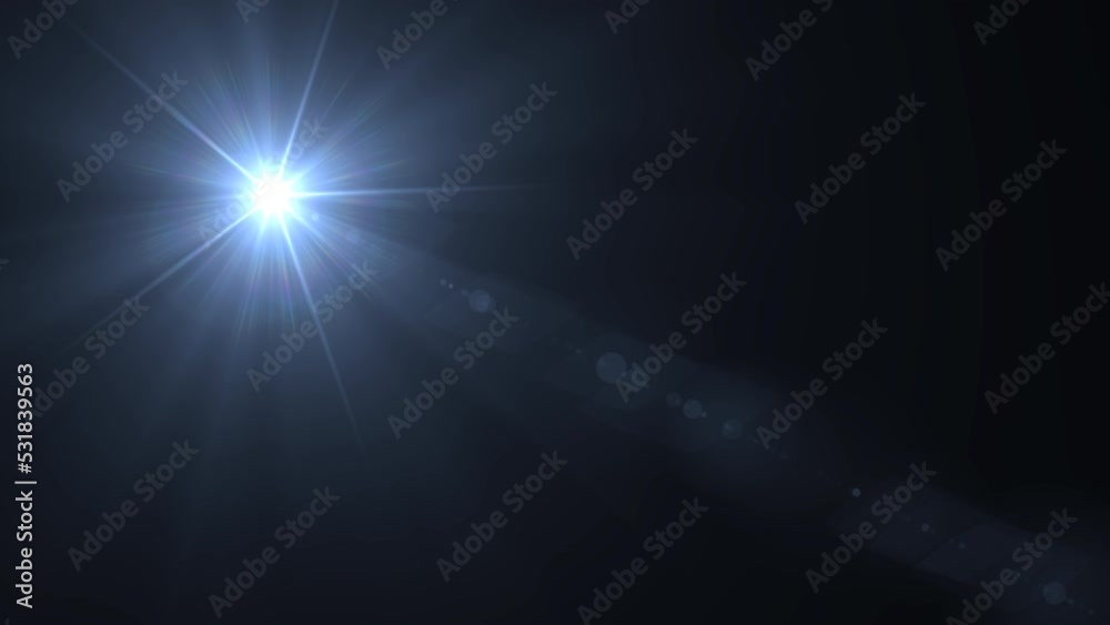 Optical lens flare effect. 4K resolution. Very high quality and realistic.on black background