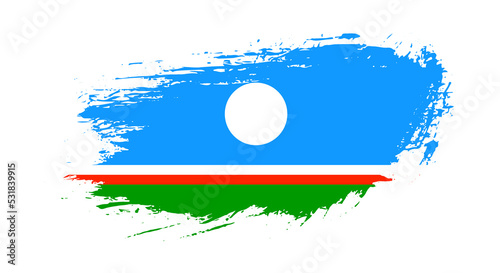 Free hand drawn grunge flag of Sakha Republic on isolated white background