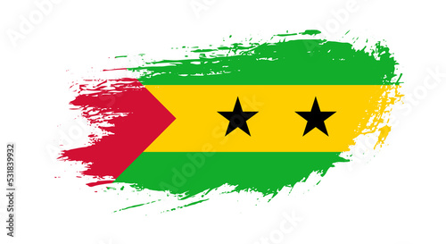 Free hand drawn grunge flag of Sao Tome and Principe on isolated white background