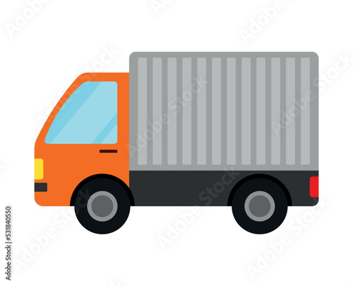 Truck Van Lorry for Car Transportation of Cargo Goods Stock Vector Illustration Isolated