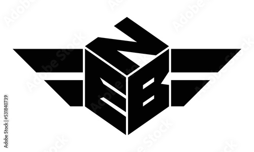 NEB three letter gaming logo in polygon cube shape logo design vector template. wordmark logo | emblem logo | monogram logo | initial letter logo | sports logo | minimalist logo | typography logo |