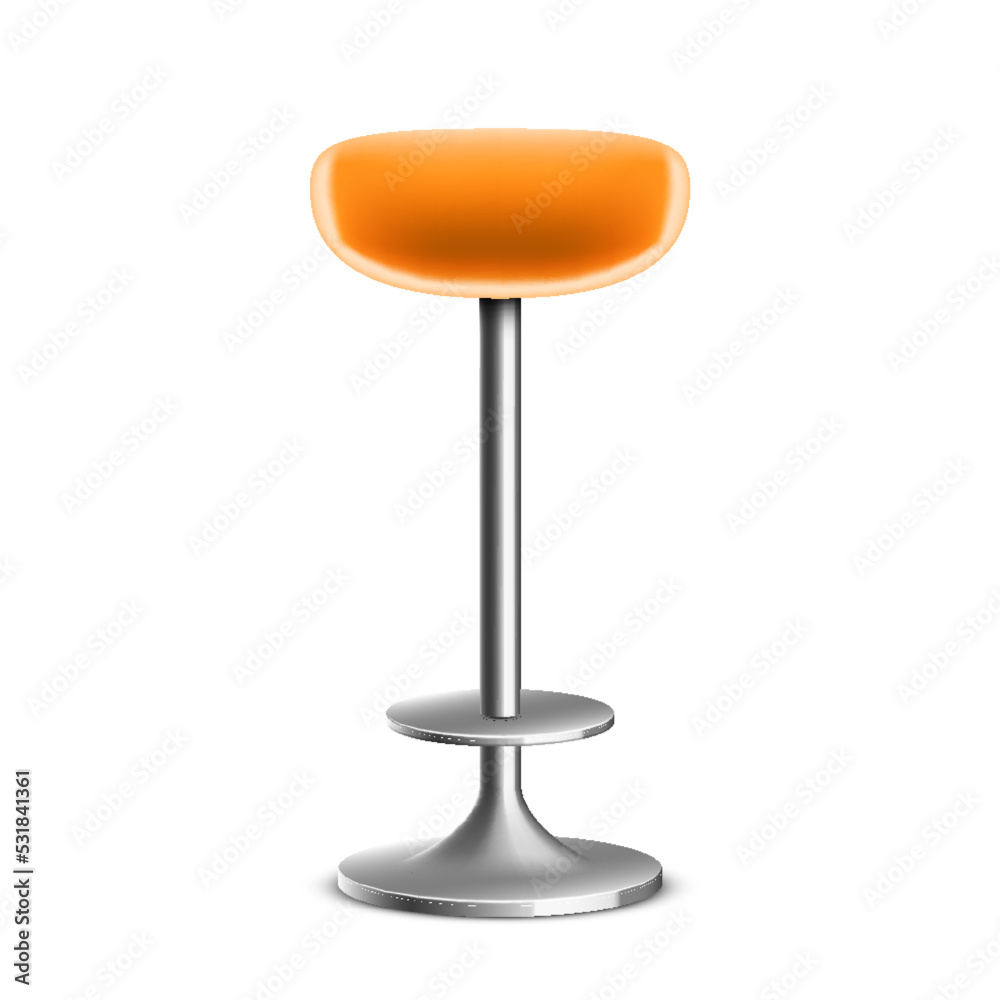 3d realistic chair for bar or restaurant front view. Comfortable modern stool for kitchen interior 3d realistic chair for bar or restaurant front view. Comfortable modern stool for kitchen interior