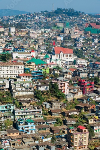 Fototapeta Naklejka Na Ścianę i Meble -  Sea of houses, view over Kohima city, Nagaland, India, Asia